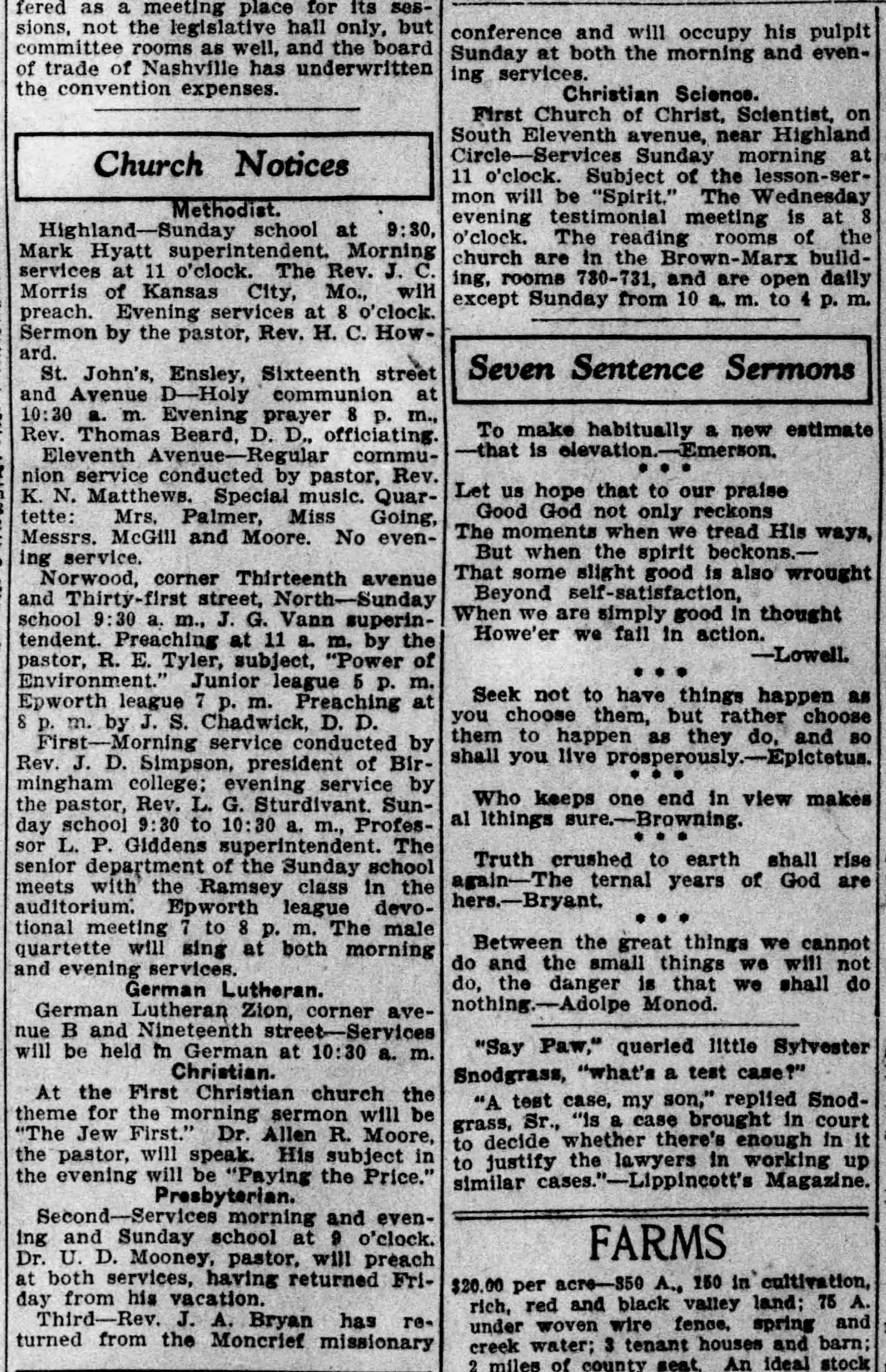 Returns from Moncrief Missionary Conference